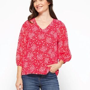 PAPERMOON
Caitlyn V-Neck Blouse Red‎ XS Stitch Fix Nwt